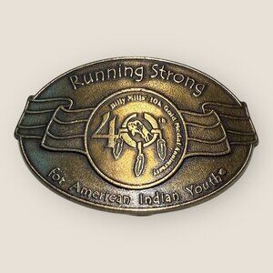 Running Strong Belt Buckle 40th Anniv American Indian Youth Gold Medalist 1964